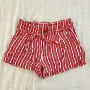 American Eagle Hi-Rise Red Striped Shorts